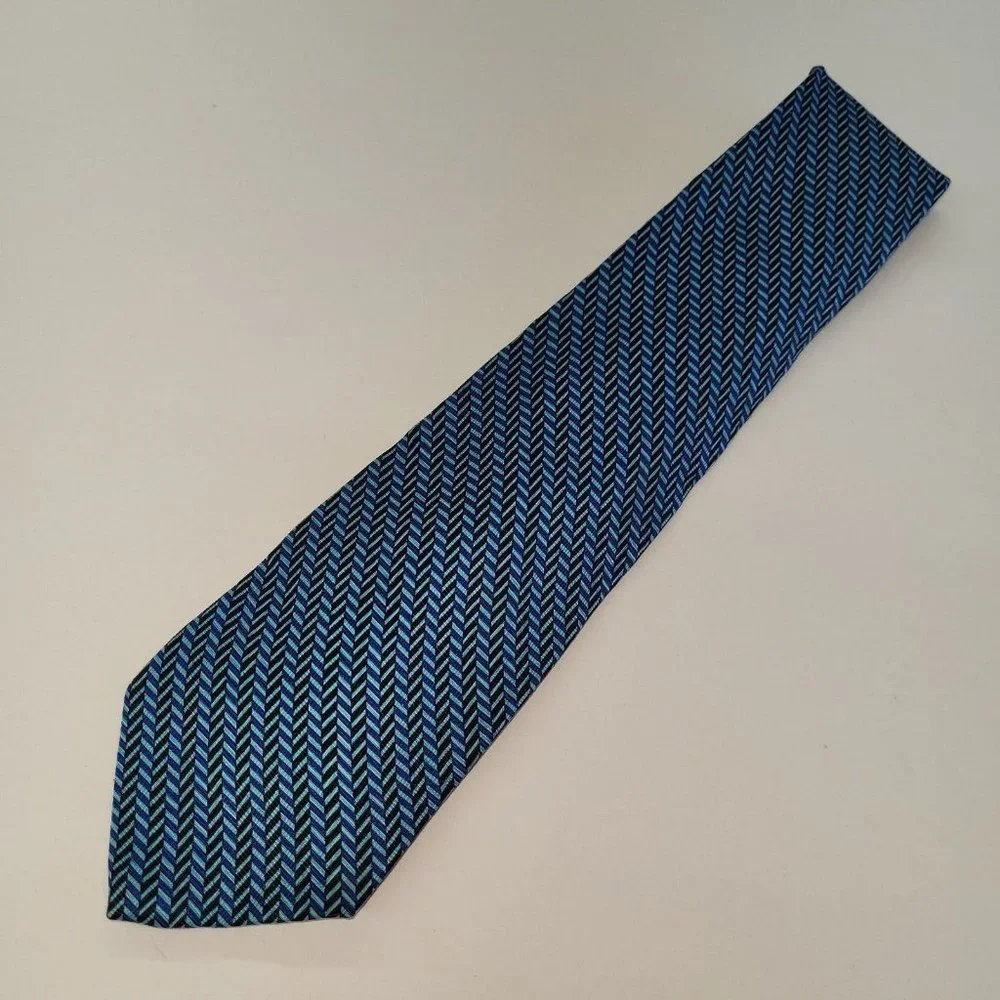 Cable & Co Mens Silk Neck Tie‎ Blue/Black Print Made in Italy